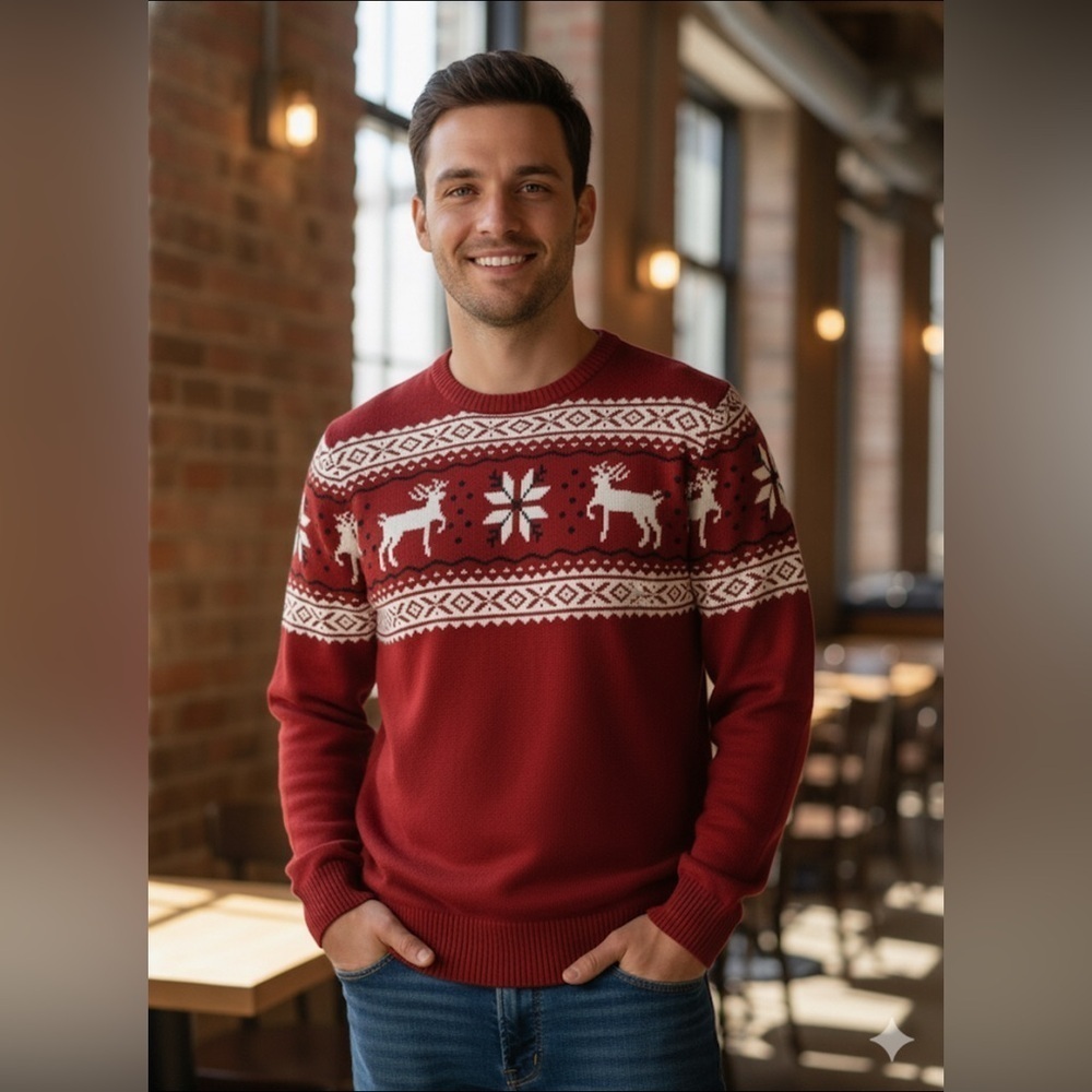 Dockers Festive Red Crewneck Sweater